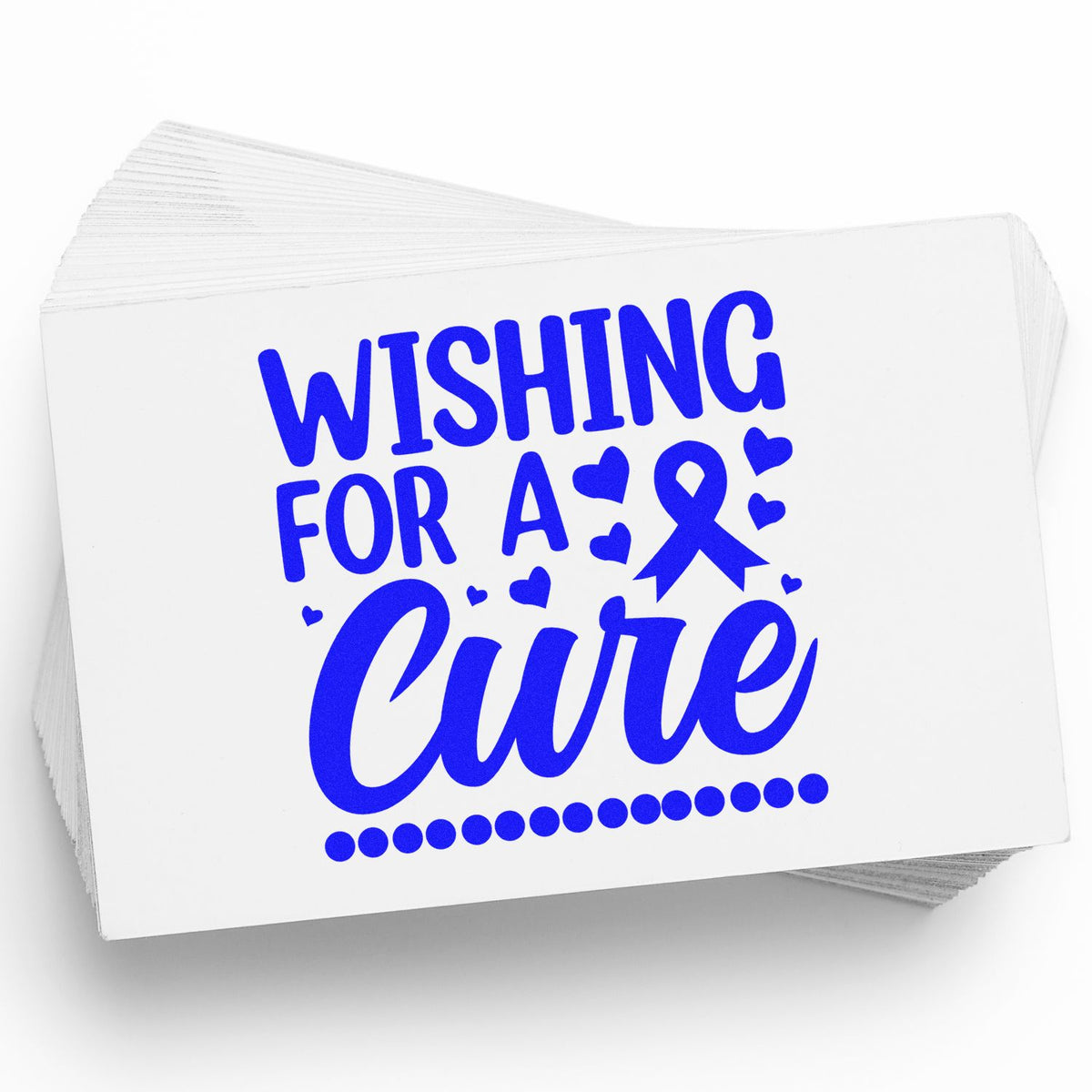 Wishing for a Cure rubber stamp shown in blue ink, stamped for projects such as vigil programs.