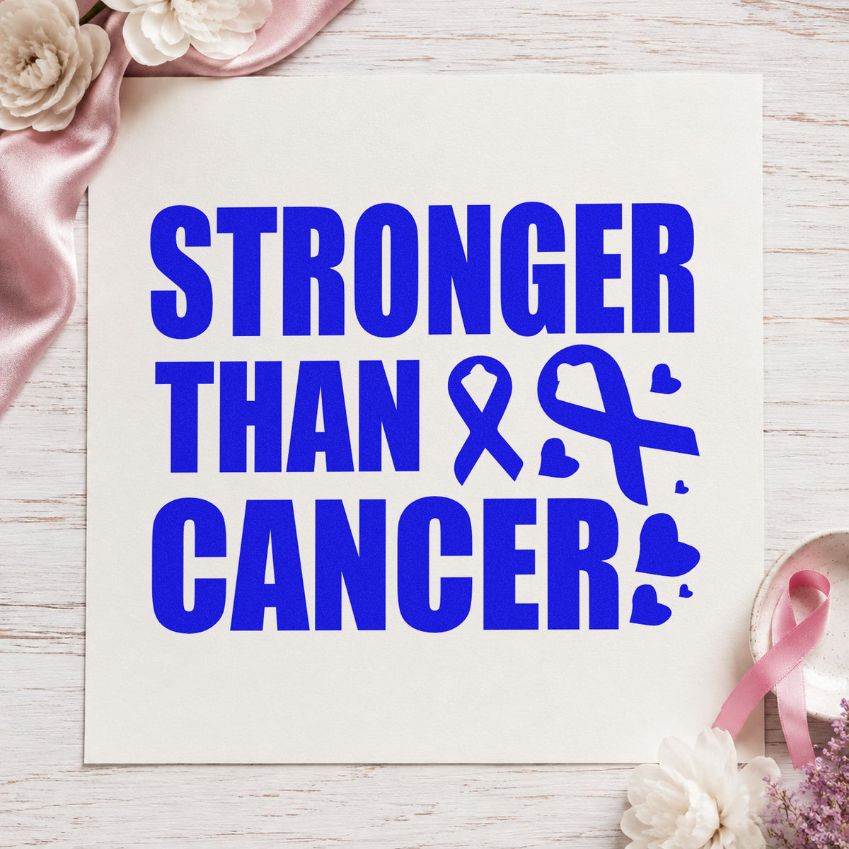 Stronger Than Cancer Awareness Ribbon Rubber Stamp – Wood Handle in use 5
