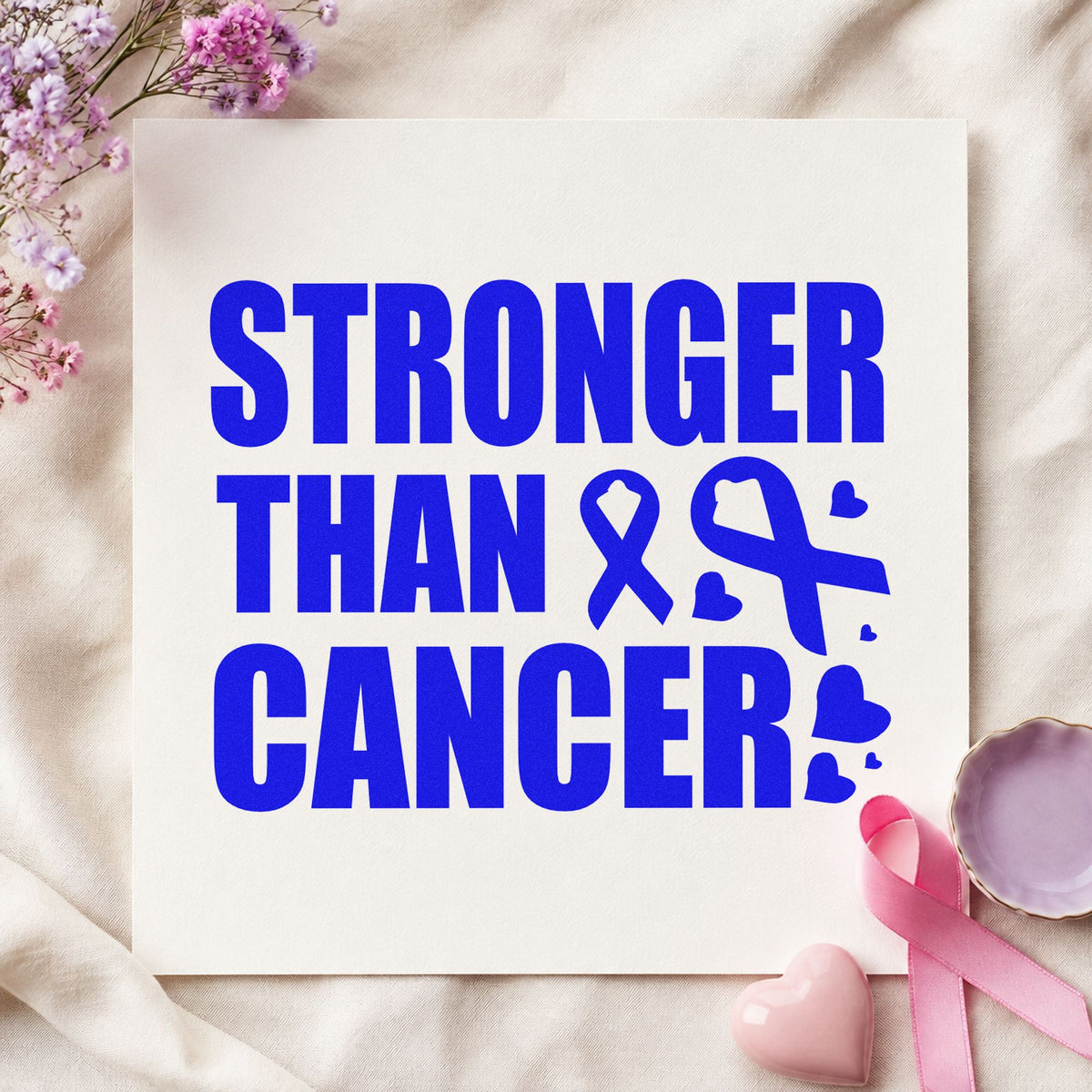 Stronger Than Cancer Awareness Ribbon Rubber Stamp – Wood Handle in use 6