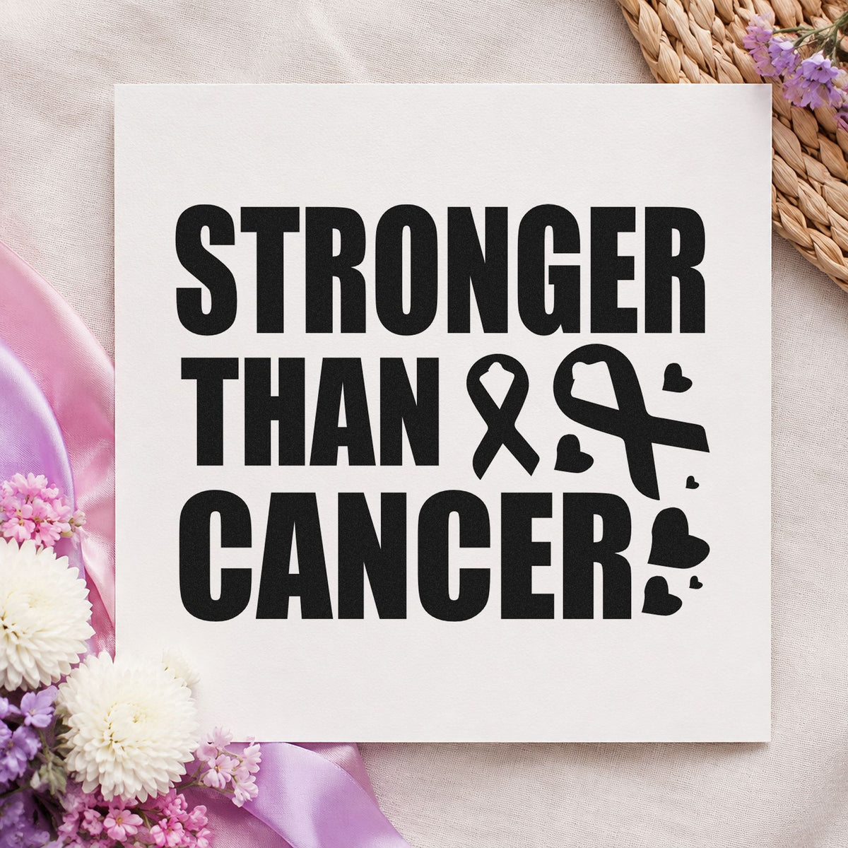 Stronger Than Cancer Awareness Ribbon Rubber Stamp – Wood Handle in use 9