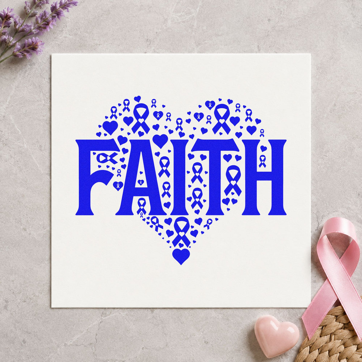 Faith Awareness Heart With Cross Wood-Mounted Rubber Stamp in use 6