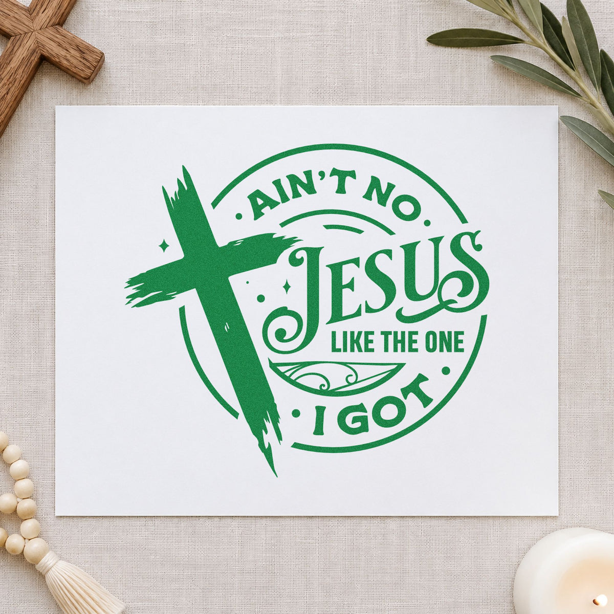 Ain't No Jesus Like Mine Rubber Stamp – Duo Hand in use 10