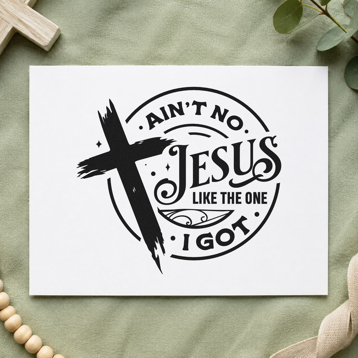 Ain't No Jesus Like Mine Rubber Stamp – Duo Hand in use 4