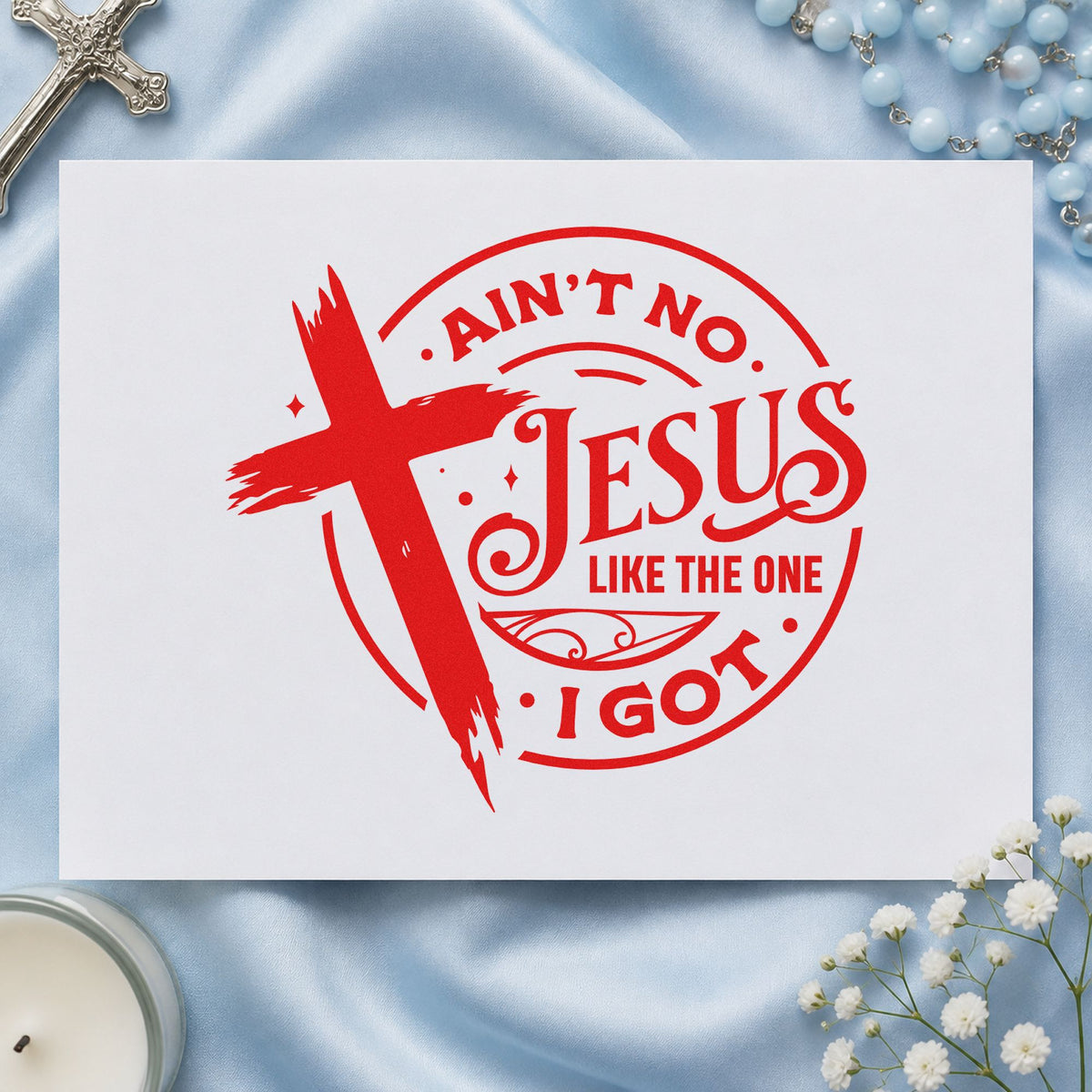 Ain't No Jesus Like Mine Rubber Stamp – Duo Hand in use 7