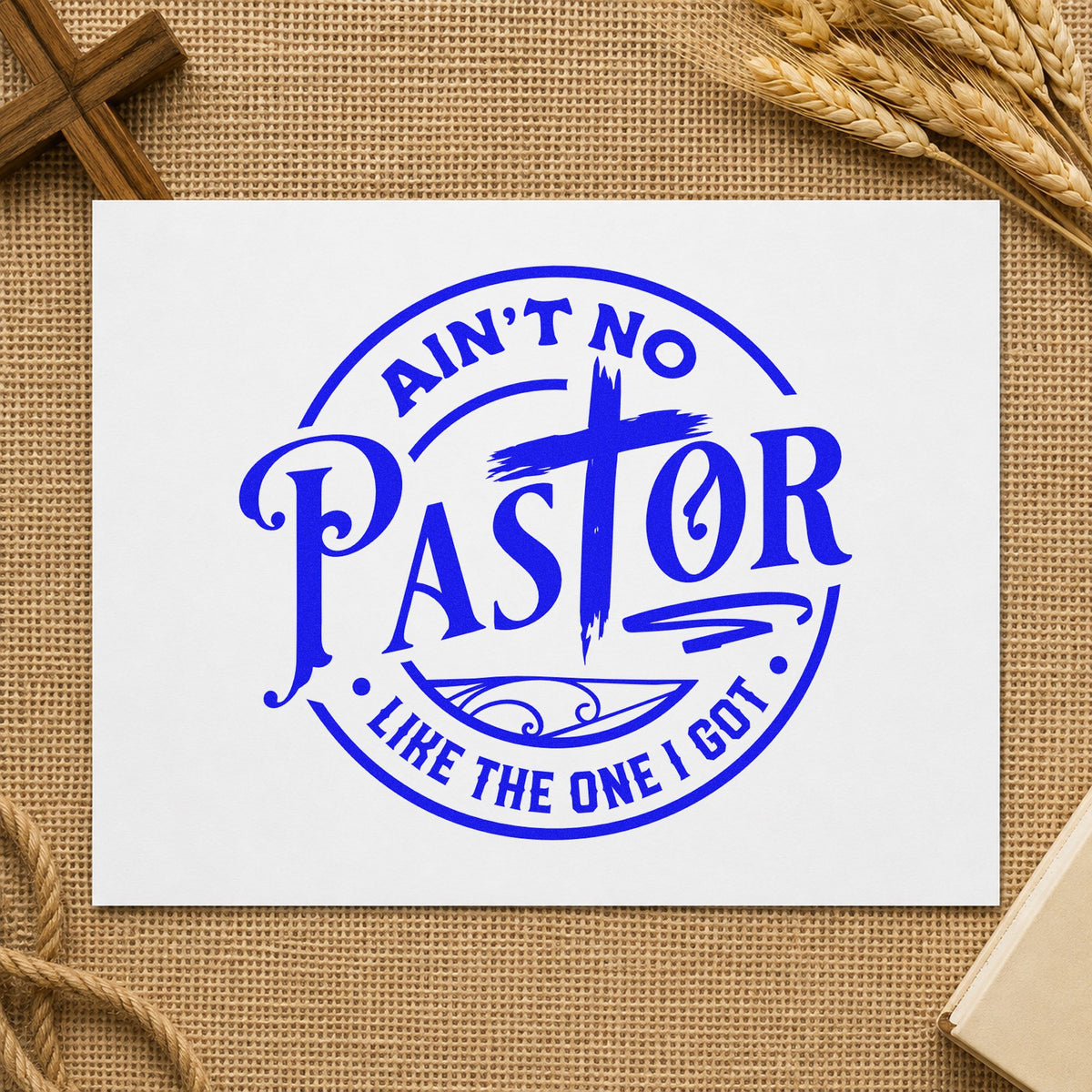 Ain't No Pastor Like Mine With Cross Hand Stamp – Duo in use 5