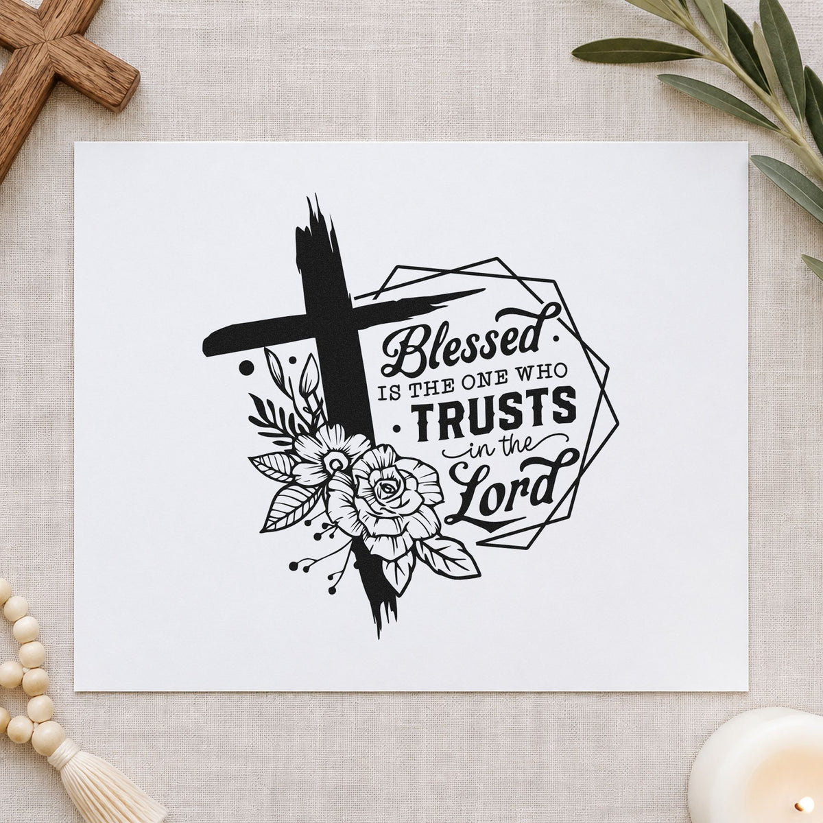 Blessed Is The One Who Trusts Slim Pre-Inked Stamp in use 3