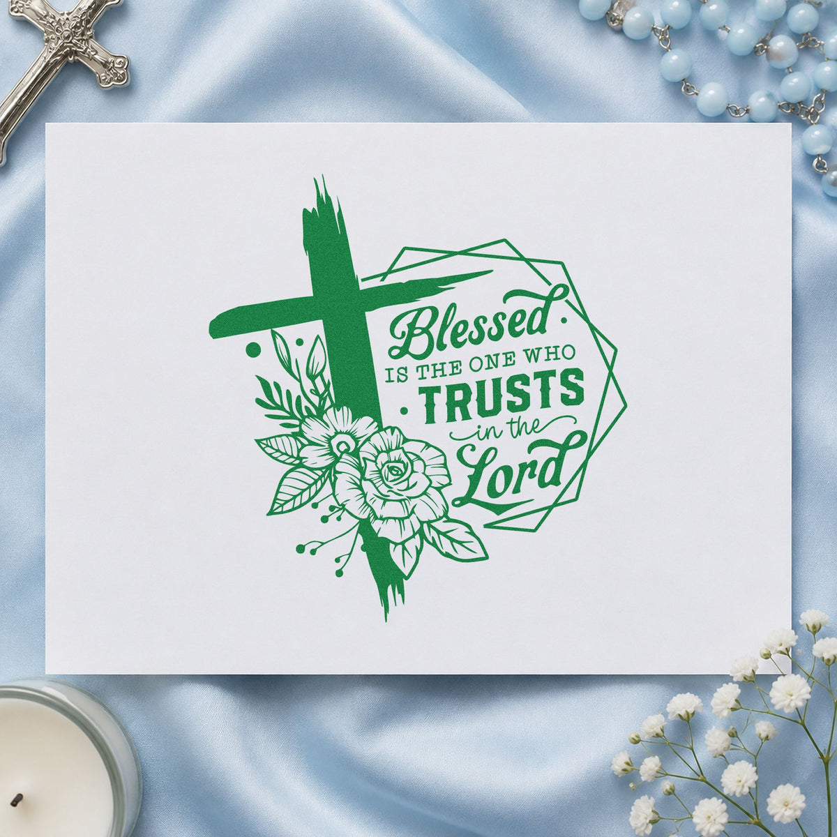 Blessed Is The One Who Trusts Slim Pre-Inked Stamp in use 8