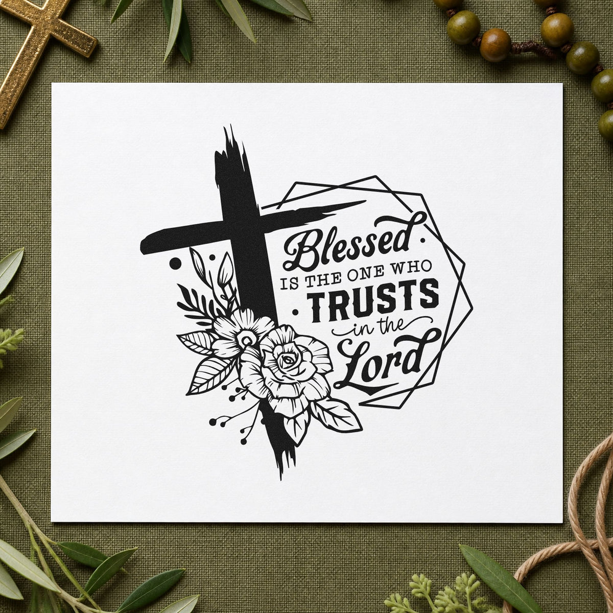 Blessed Is The One Who Trusts Slim Pre-Inked Stamp in use 9