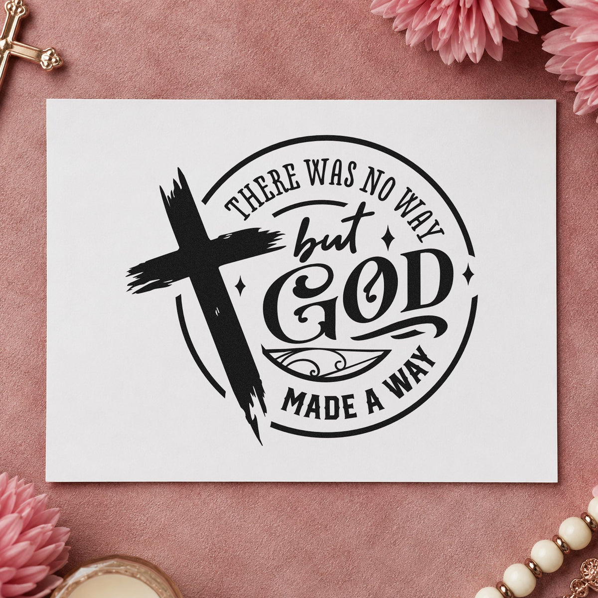 God Made a Way Cross rubber stamp printed in black ink, ready for scrapbook journey pages and similar paper crafts.