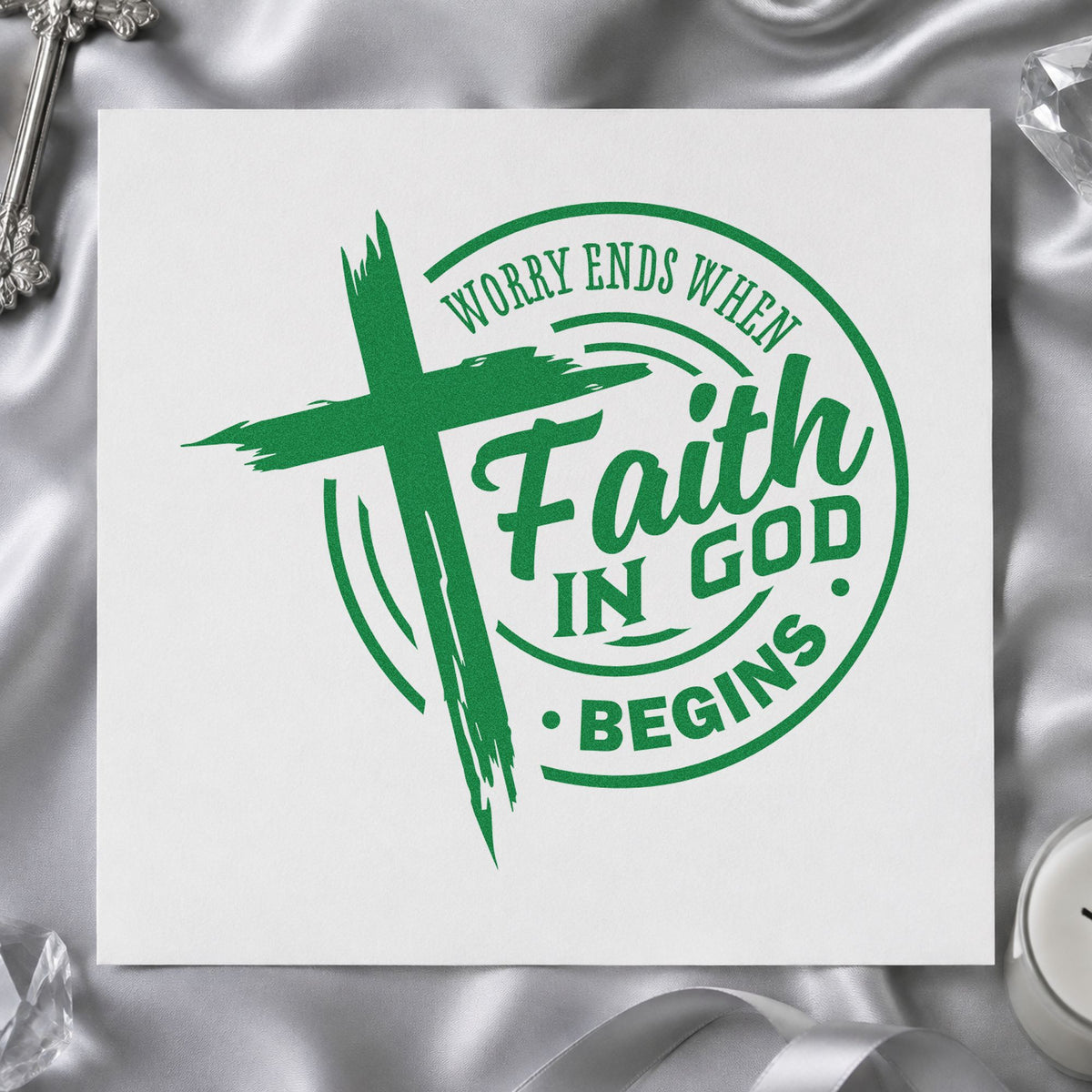 Worry Ends Where Faith In God Begins Brushstroke Cross Hand Stamp – Duo in use 10