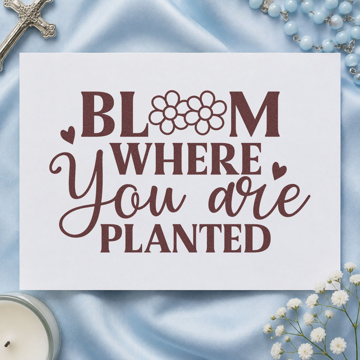 PSI Pre-Inked Bloom Where You Are Planted Floral Accents Stamp in use 3