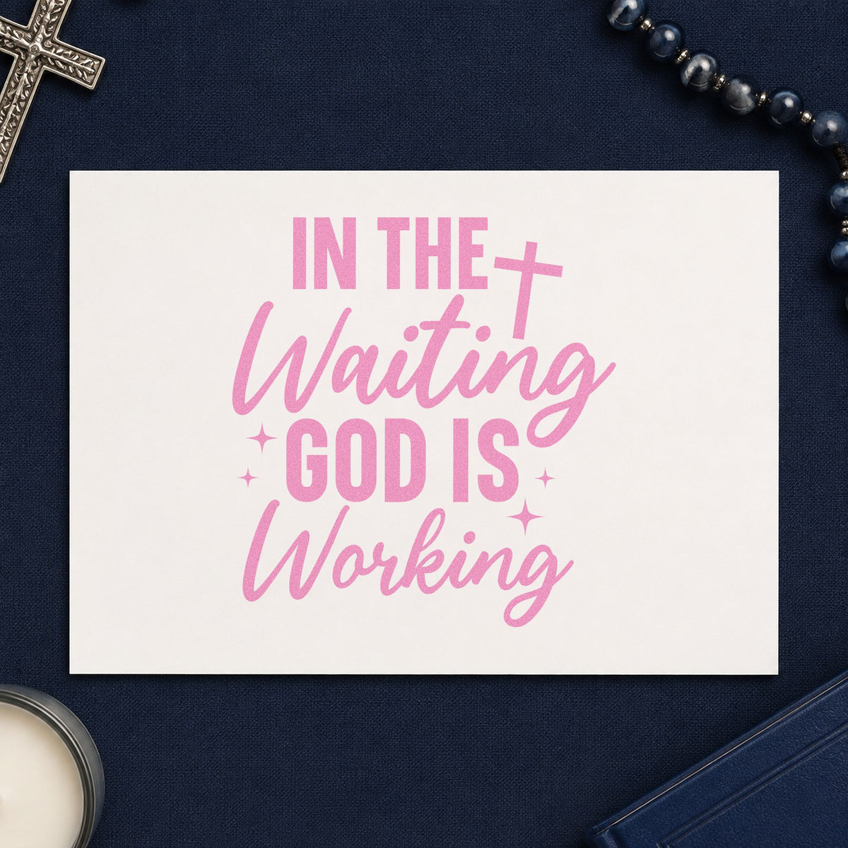 In The Waiting God Is Working Slim Pre-Inked Stamp in use 10