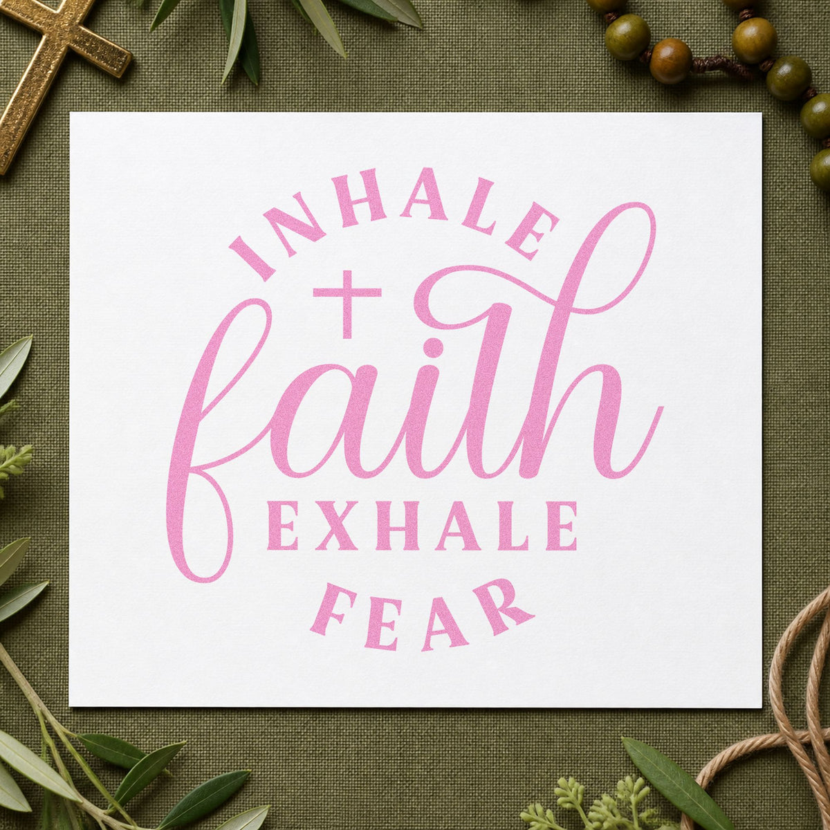 Inhale Faith, Exhale Fear With Cross Pre-Inked Stamp – Slim in use 10