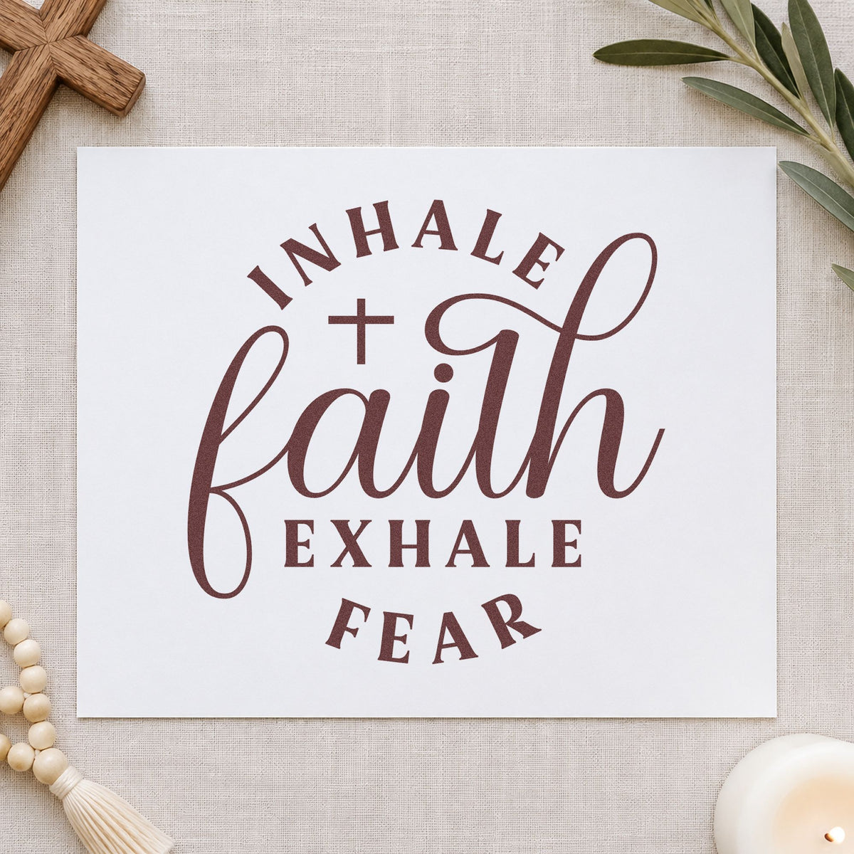 Inhale Faith, Exhale Fear With Cross Pre-Inked Stamp – Slim in use 4