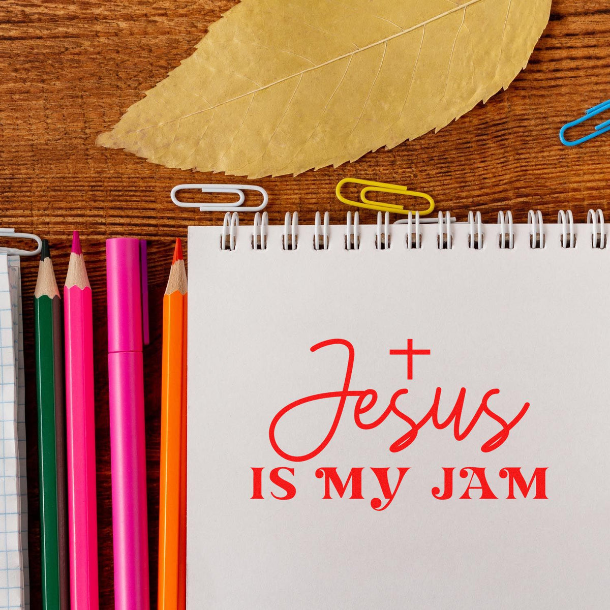 Jesus Is My Jam rubber stamp design for Bible journaling, Christian crafts, and faith-based stationery.