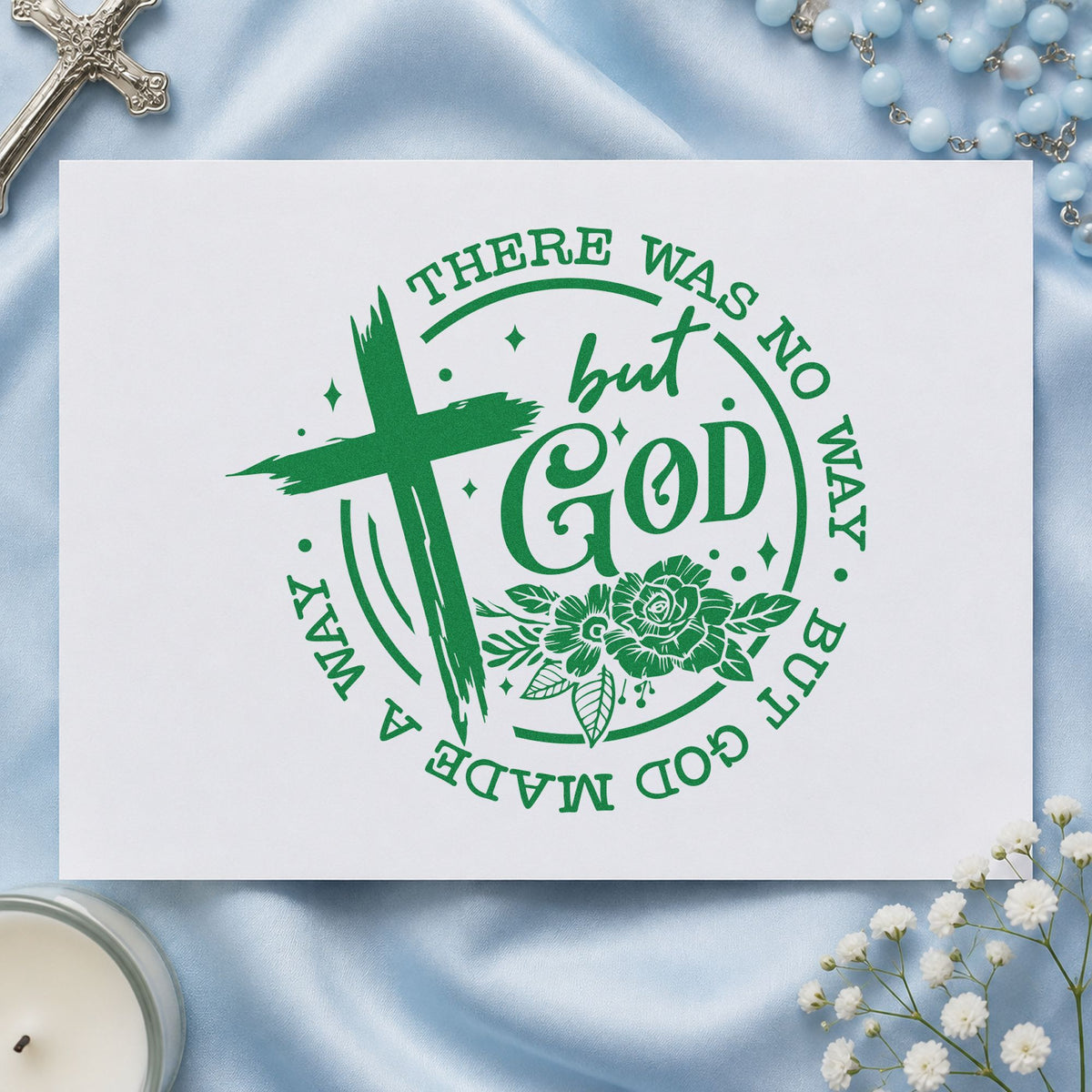 Duo Hand God Made A Way Rose Badge Rubber Stamp in use 3