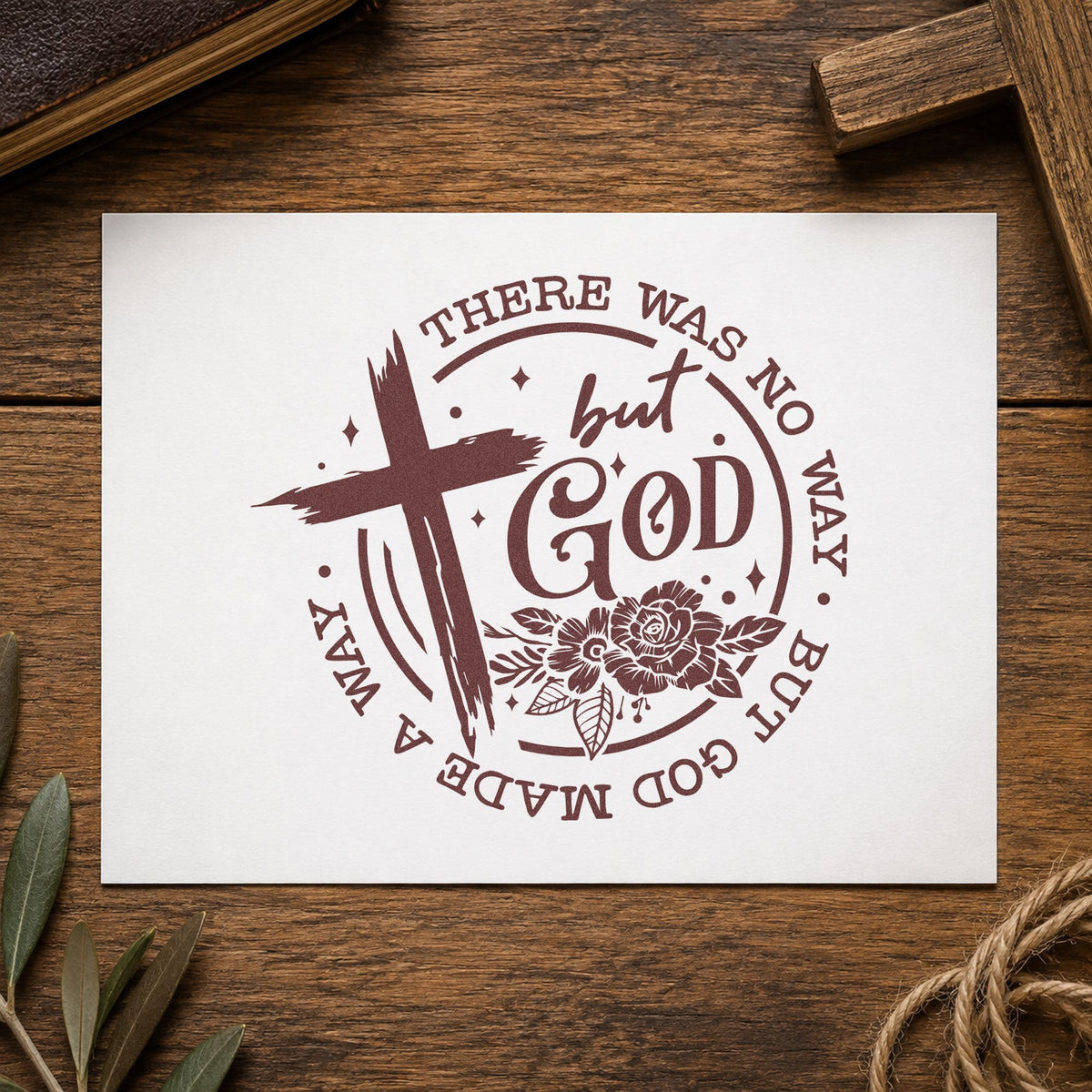 Duo Hand God Made A Way Rose Badge Rubber Stamp in use 4