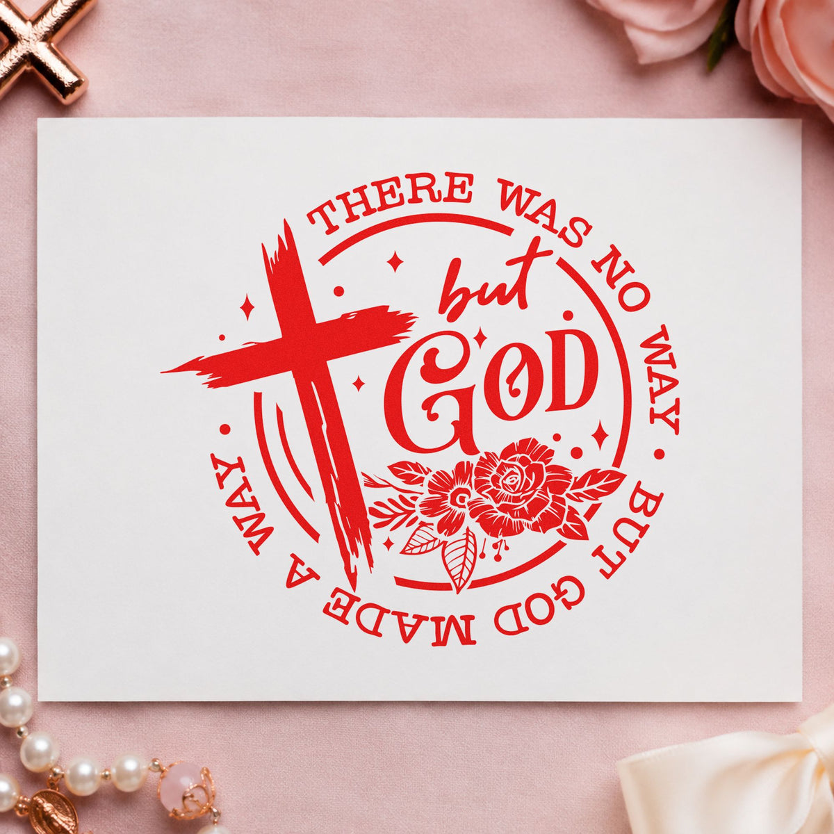 Duo Hand God Made A Way Rose Badge Rubber Stamp in use 7