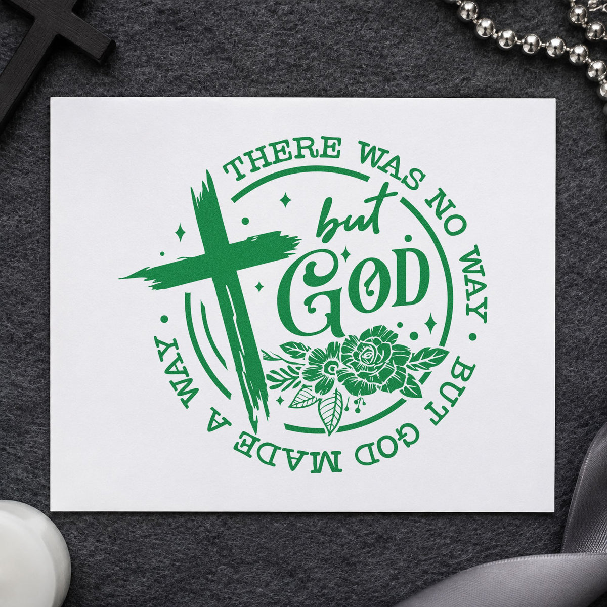 Duo Hand God Made A Way Rose Badge Rubber Stamp in use 8