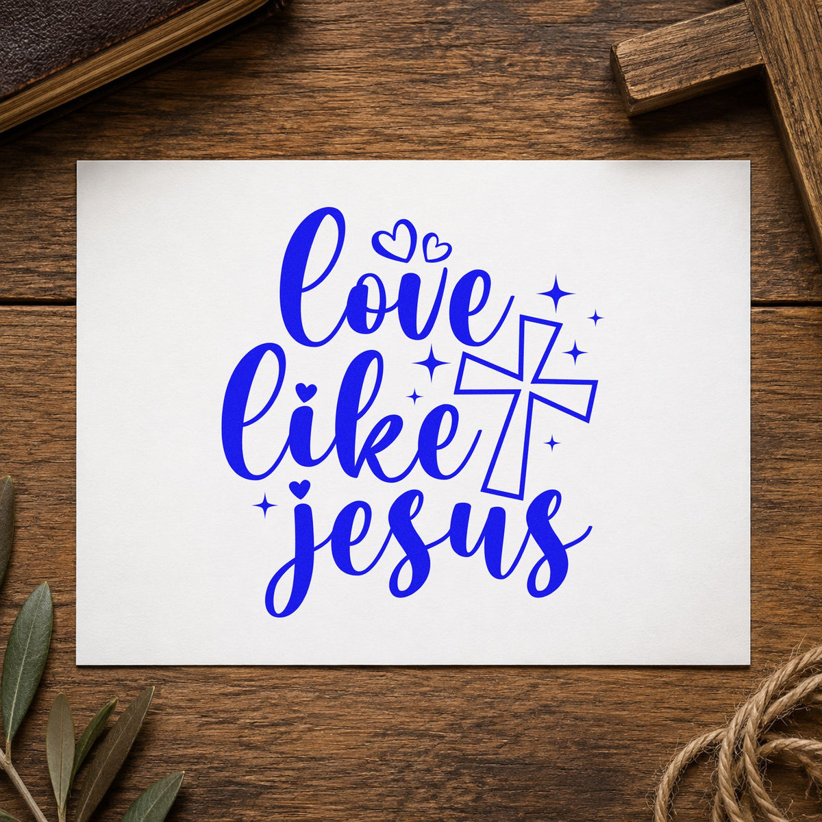Love Like Jesus Outlined Cross Hand Stamp – Duo in use 5