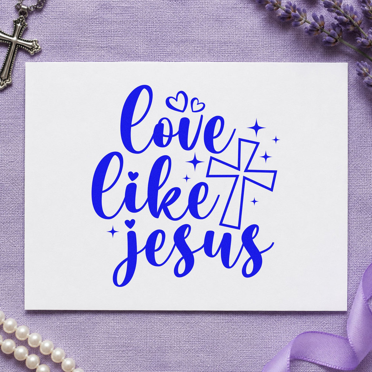 Love Like Jesus Outlined Cross Hand Stamp – Duo in use 6