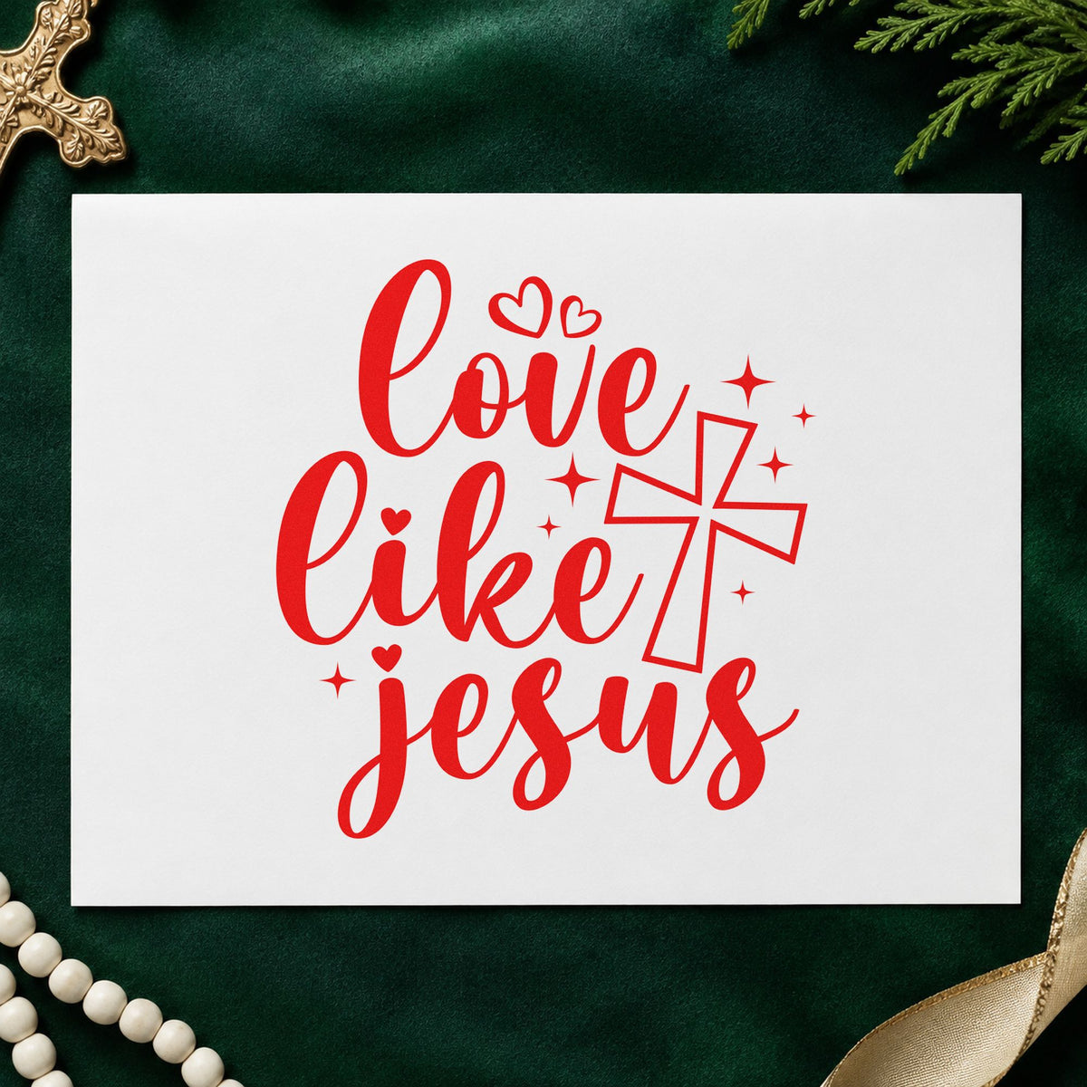 Love Like Jesus Outlined Cross Hand Stamp – Duo in use 7