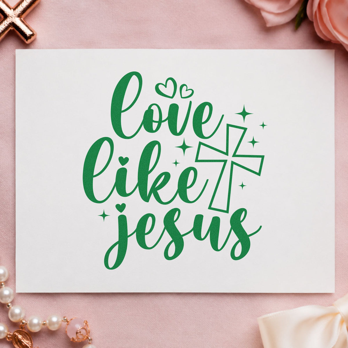 Love Like Jesus Outlined Cross Hand Stamp – Duo in use 8