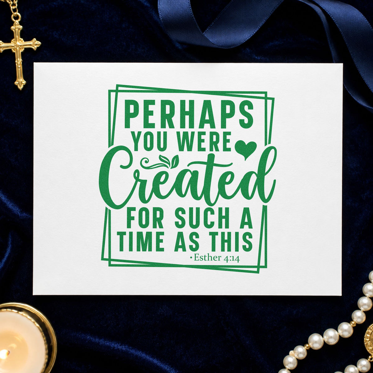 Created for Such a Time craft stamp imprint in green ink on a handmade project, one idea being graduation gifts.