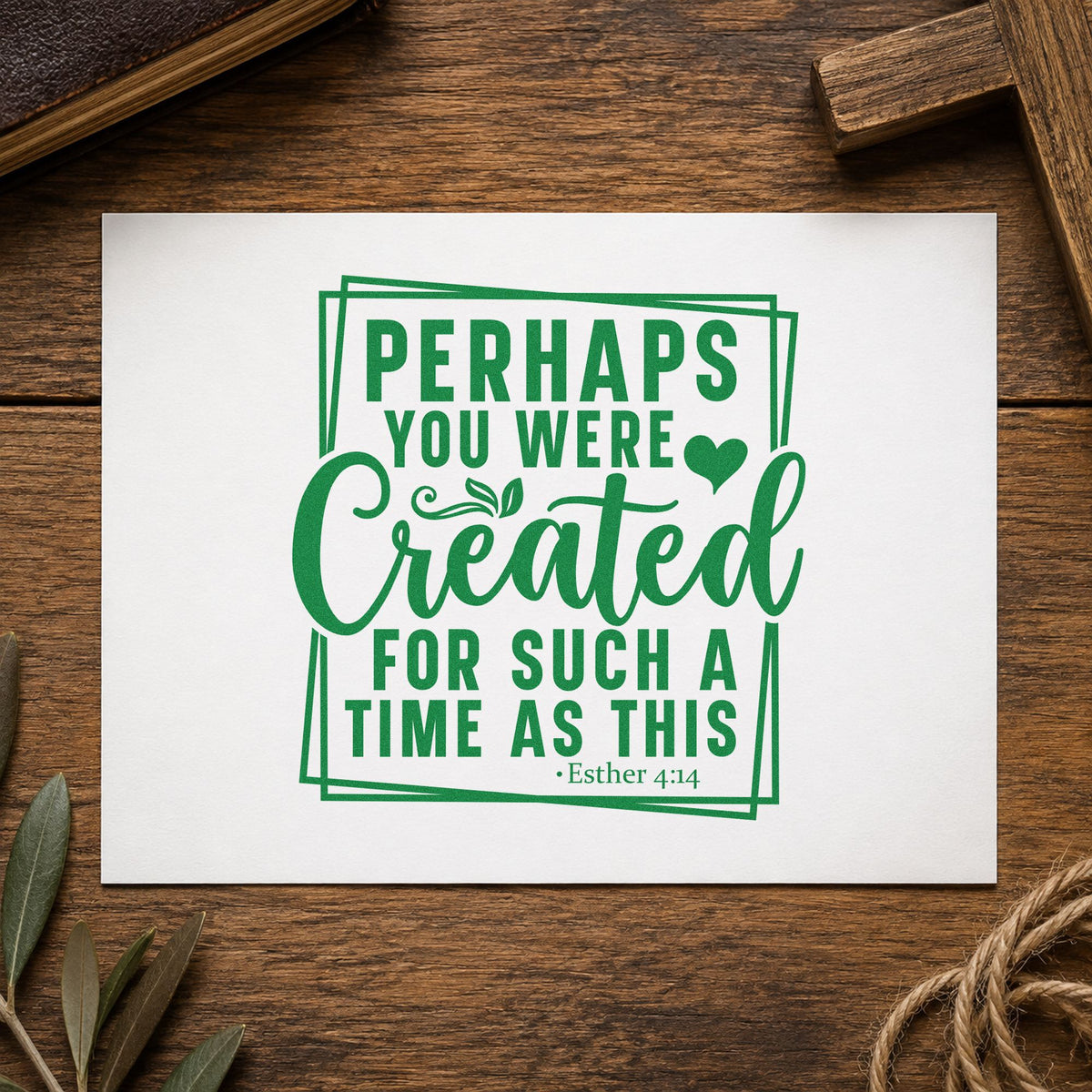 Created for Such a Time craft stamp imprint in green ink on a handmade project, one idea being election volunteer notes.