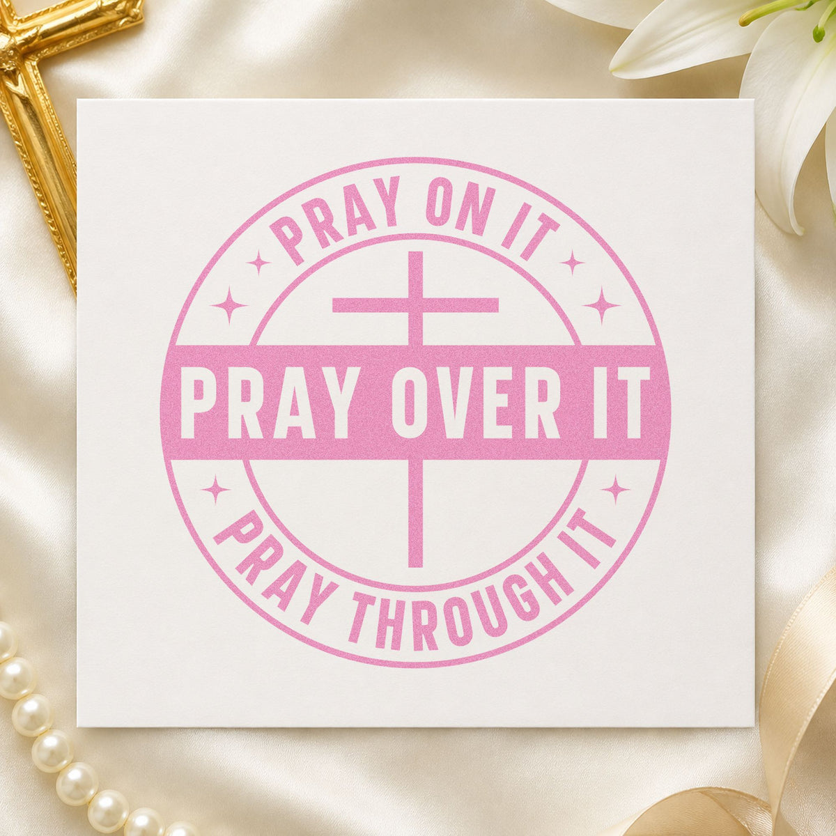 Pray On It, Pray Over It, Pray Through It Self-Inking Stamp in use 10