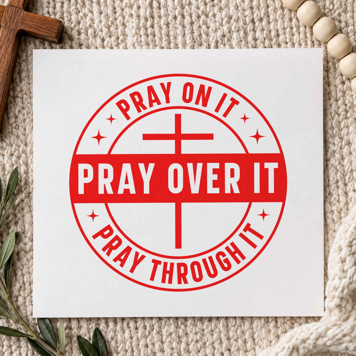 Pray On It, Pray Over It, Pray Through It Self-Inking Stamp in use 7