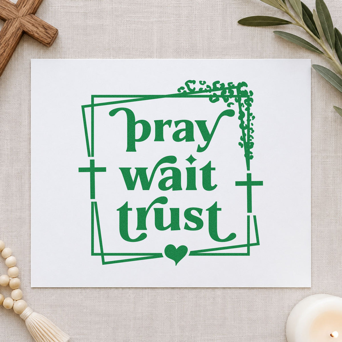 PSI Pre-Inked Pray Wait Trust With Cross Stamp in use 3