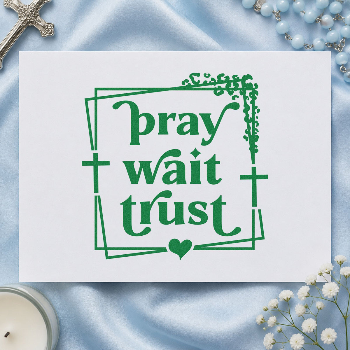PSI Pre-Inked Pray Wait Trust With Cross Stamp in use 8