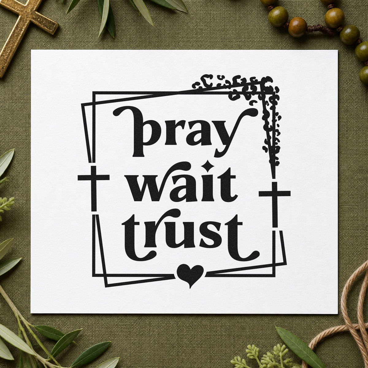 Pray Wait Trust With Cross Stamp – Self-Inking in use 9