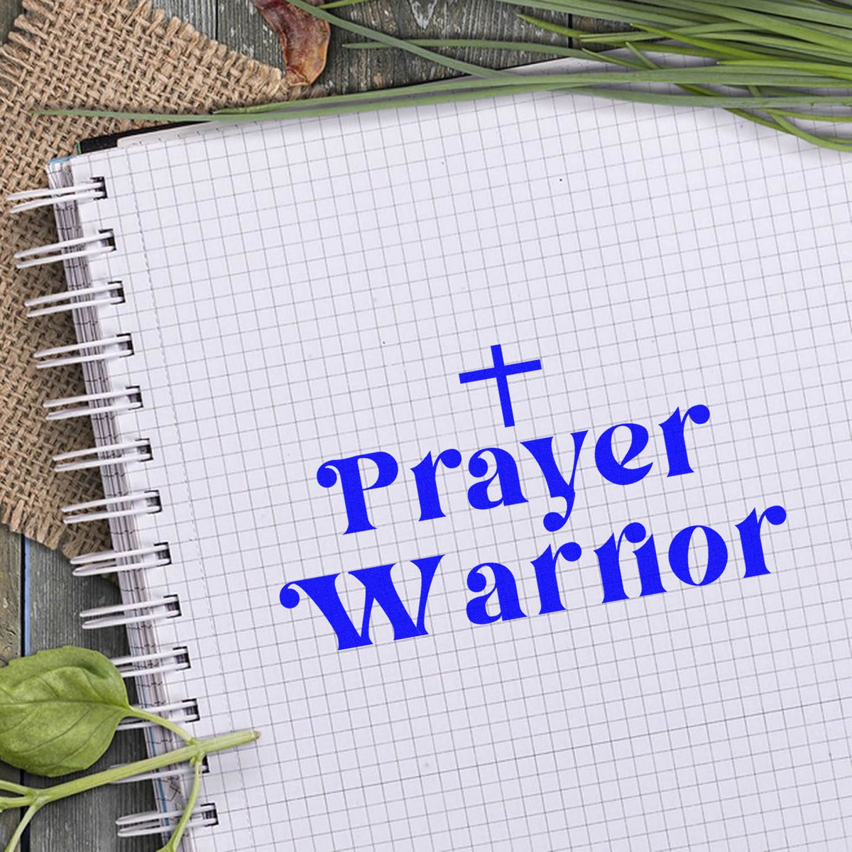 Christian Prayer Warrior rubber stamp design with cross for faith journaling and Bible study