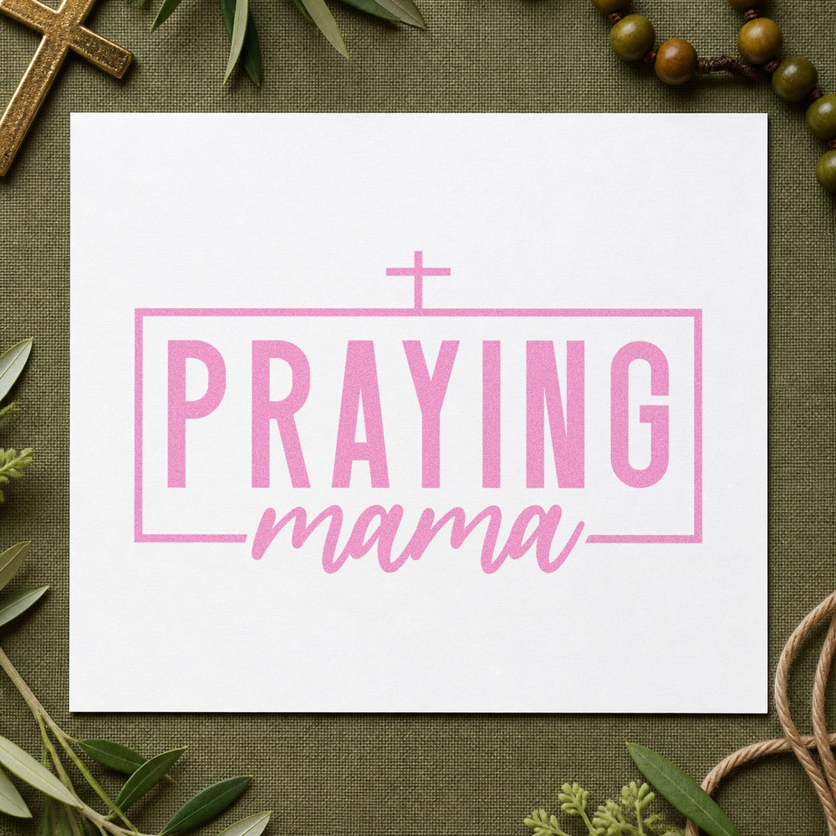 Praying Mama Rubber Stamp – Wood Handle in use 10
