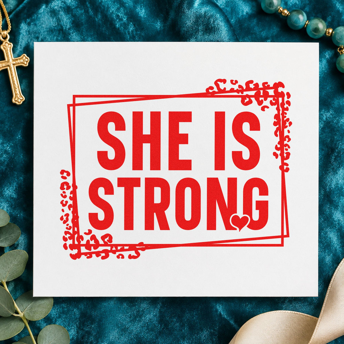 She Is Strong Slim Pre-Inked Stamp in use 7