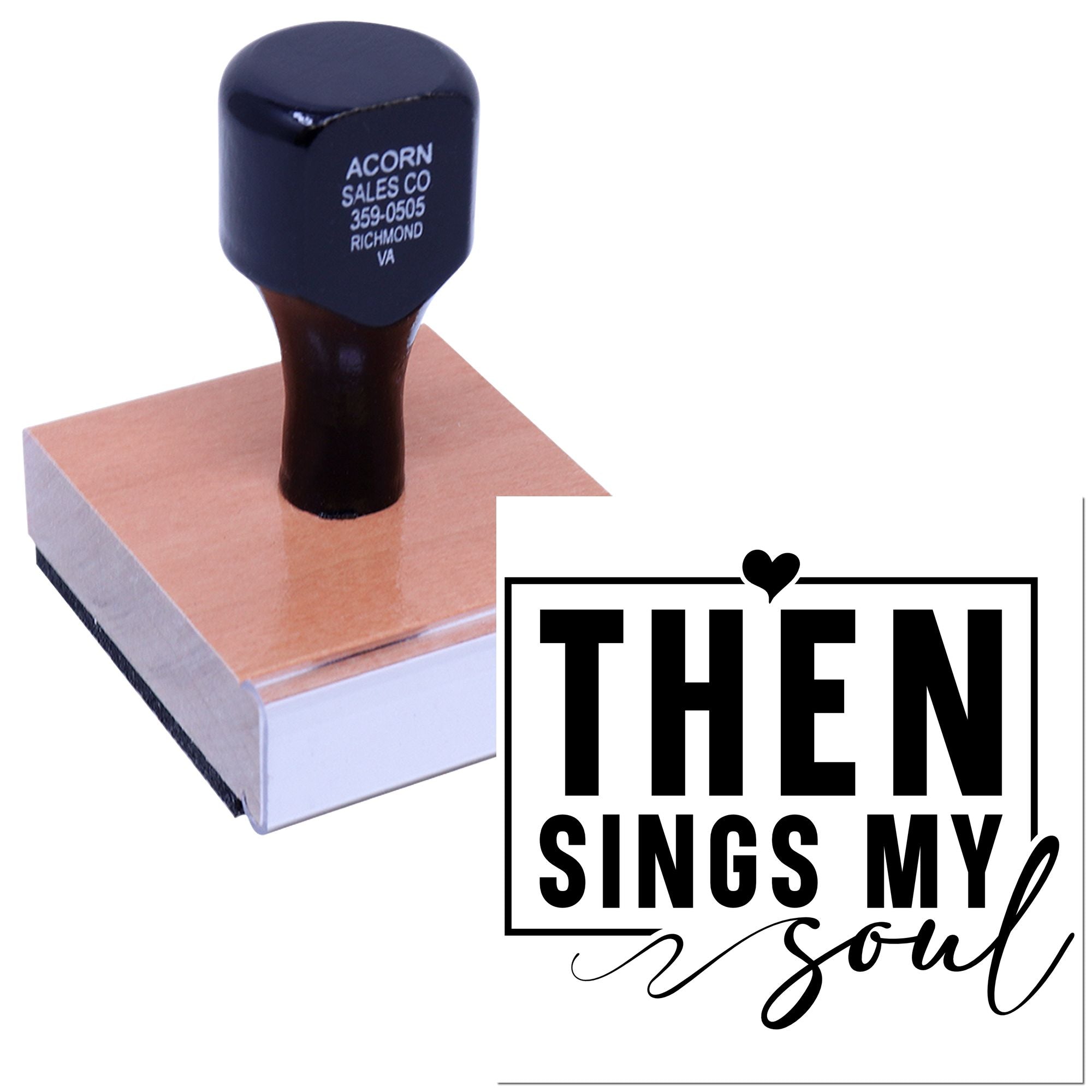 Custom rubber stamp with Then Sings My Soul quote, ideal for faith-based crafts, cards, and personalized religious stamping.