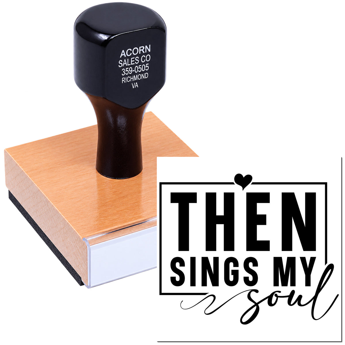 Custom rubber stamp with Then Sings My Soul quote, ideal for faith-based crafts, cards, and personalized religious stamping.