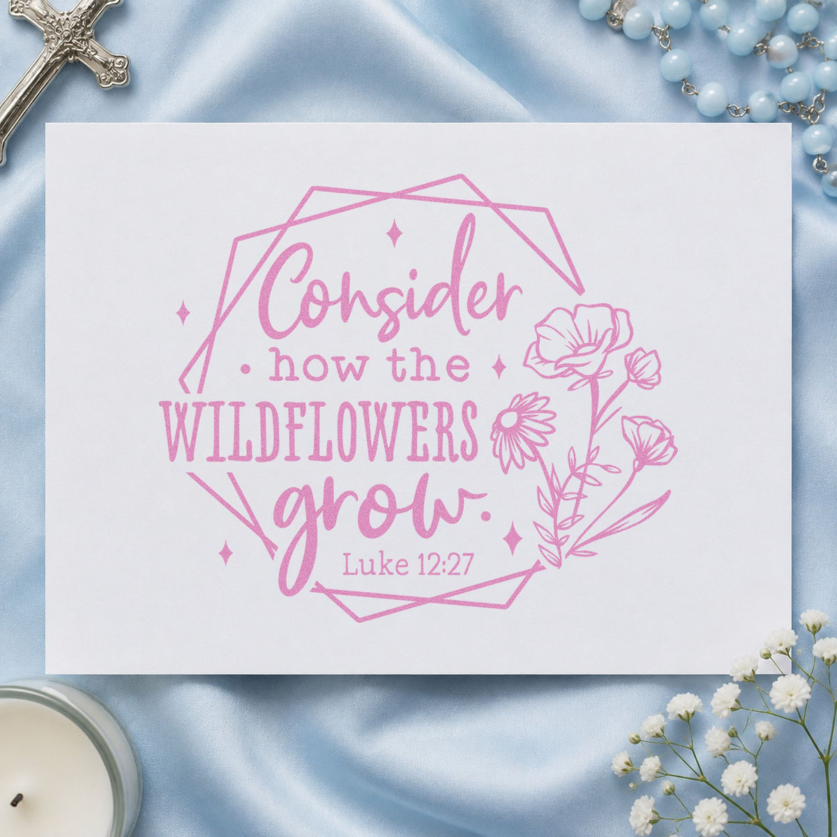 Wildflowers Geometric Frame Rubber Stamp – Duo Hand in use 10