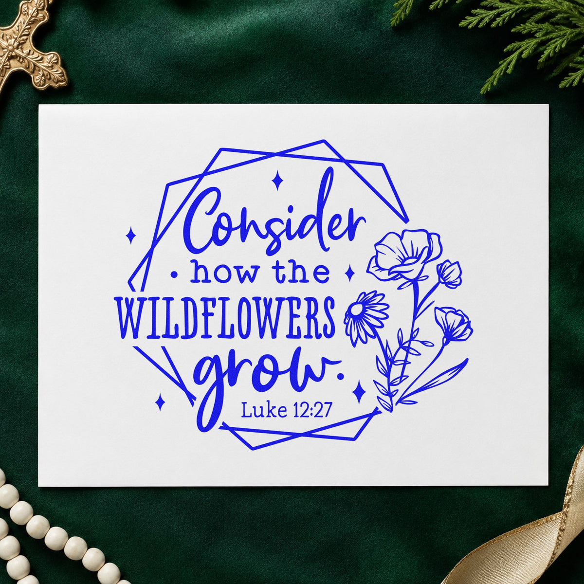 Wildflowers Geometric Frame Rubber Stamp – Duo Hand in use 5