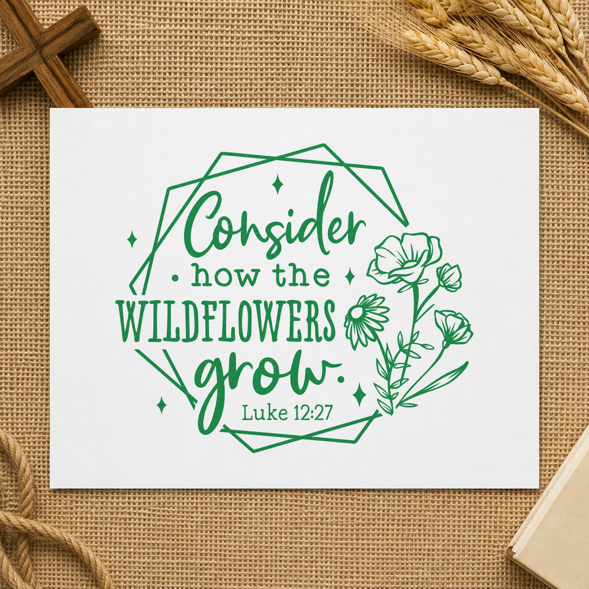 Wildflowers Geometric Frame Slim Pre-Inked Stamp in use 8