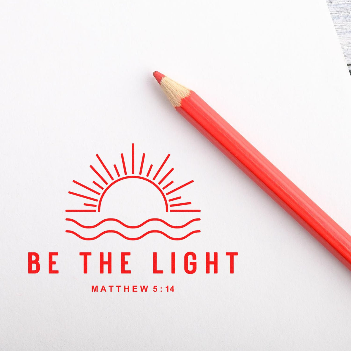 Be the Light Matthew 5:14 Christian rubber stamp design for faith-based stationery and crafts