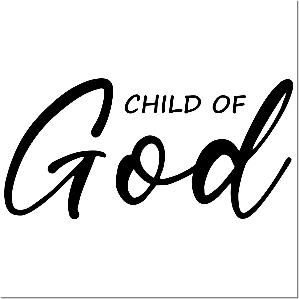 Child of God Christian rubber stamp design with bold script lettering for faith-based crafts, church projects, and scrapbooking.