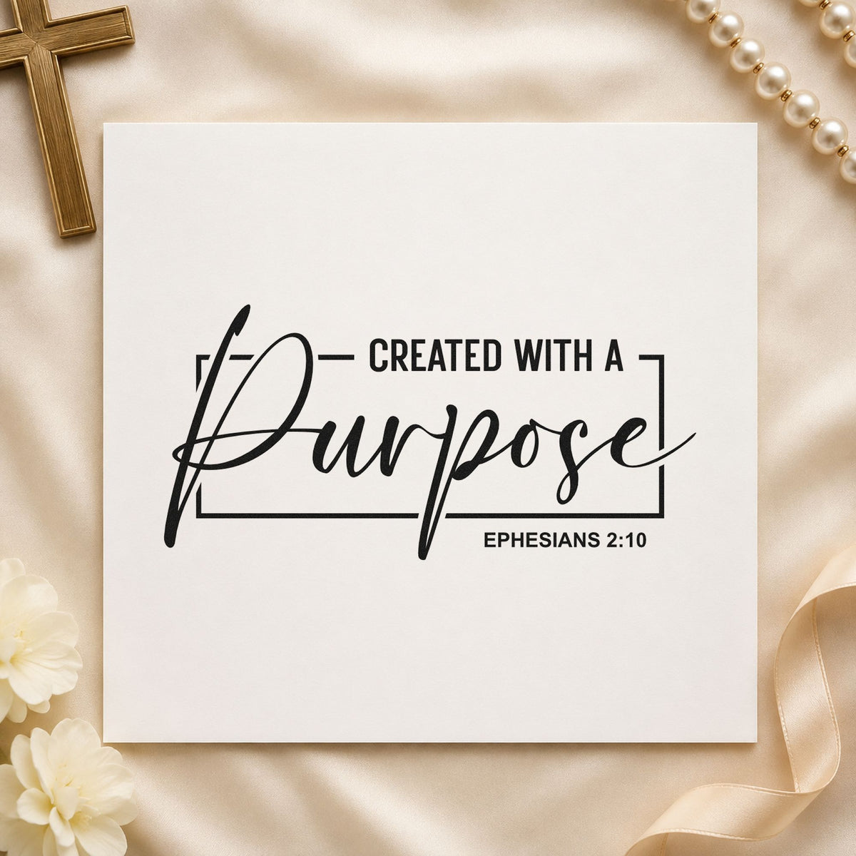 Created with a Purpose Frame rubber stamp printed in black ink, ready for handiwork cards and similar paper crafts.