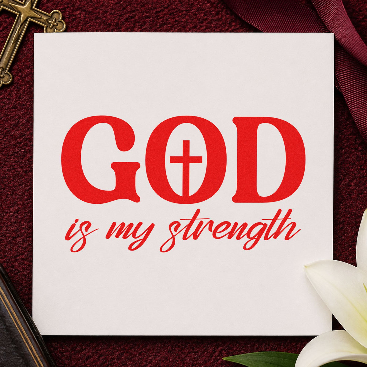 God Is My Strength With Cross Hand Stamp – Duo in use 7