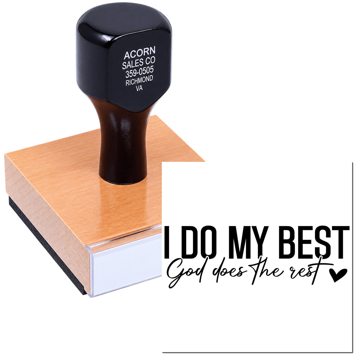 Custom rubber stamp with I do my best, God does the rest Christian quote, perfect for crafts, cards, and gifts.
