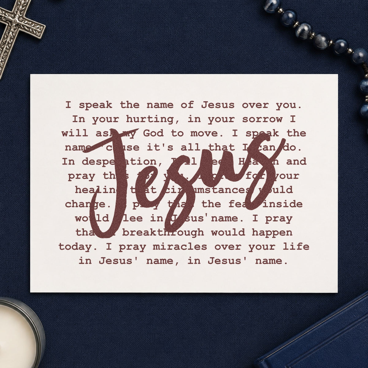 I Speak Jesus rubber stamp printed in brown ink, ready for baptism keepsakes and similar paper crafts.