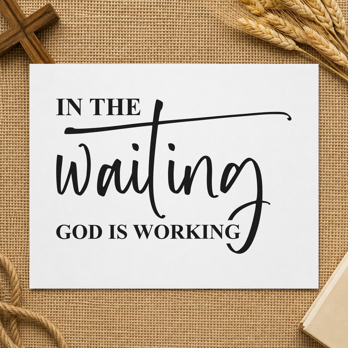 In The Waiting God Is Working Flourished Lettering Hand Stamp – Duo in use 9
