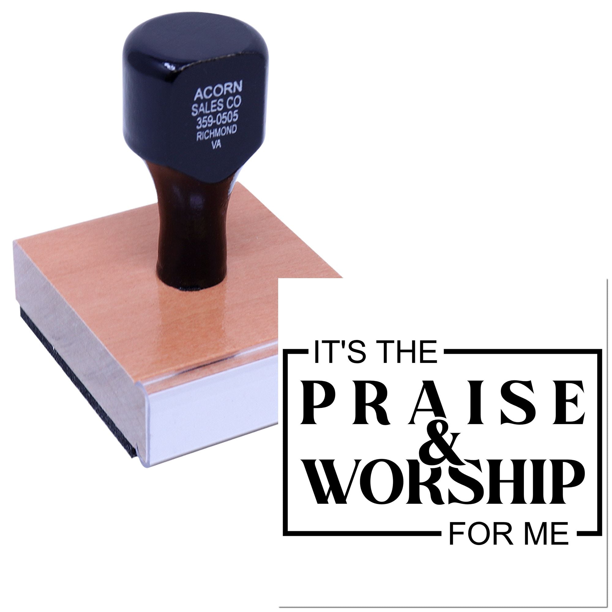 Custom rubber stamp with Praise & Worship quote for church crafts, Bible journaling, and Christian stationery.